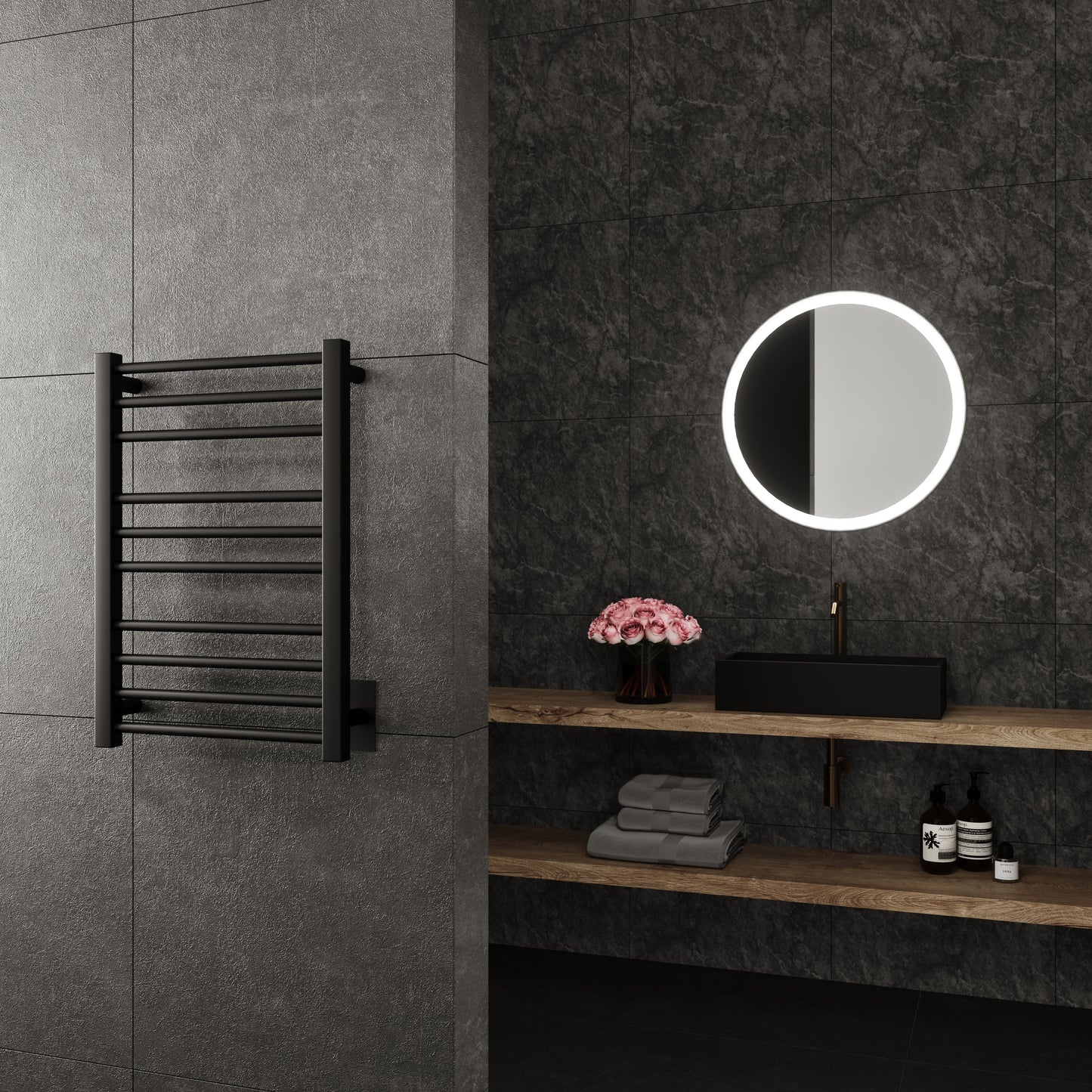 Paris Mirror Cronos Wall Mounted Electric Towel Warmer in Black - CRONBLK10