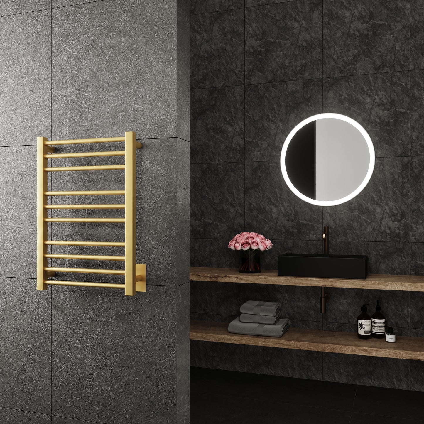 Paris Mirror Cronos Wall Mounted Electric Towel Warmer in Gold - CRONGLD10