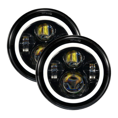 Auxbeam 7" LED Halo Headlights + 4" Inch LED Fog Lights with DRL + 5D-PRO 52" Straight LED Light Bar + Windshield Mounting Brackets + 18W Flood Beam Pod Lights Set for for Jeep Wrangler JK - GP00007761