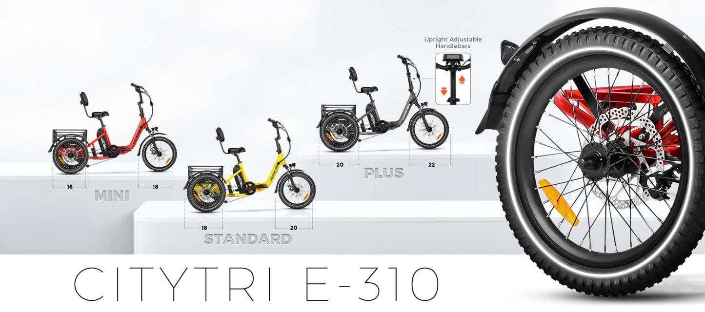 Addmotor 750W 48V CITYTRI E-310 Trike Electric Bike - EB-ADD-E310S-RED