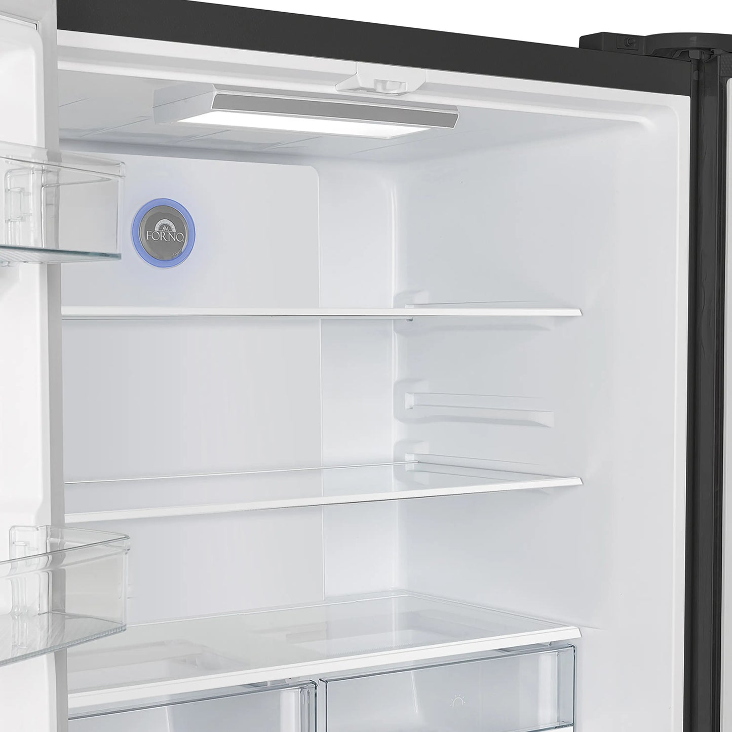 Forno Espresso Moena 36-inch 19.2 Cu.ft French Door Refrigerator in Black with Stainless Steel Handle  - FFRBI1820-36BLK