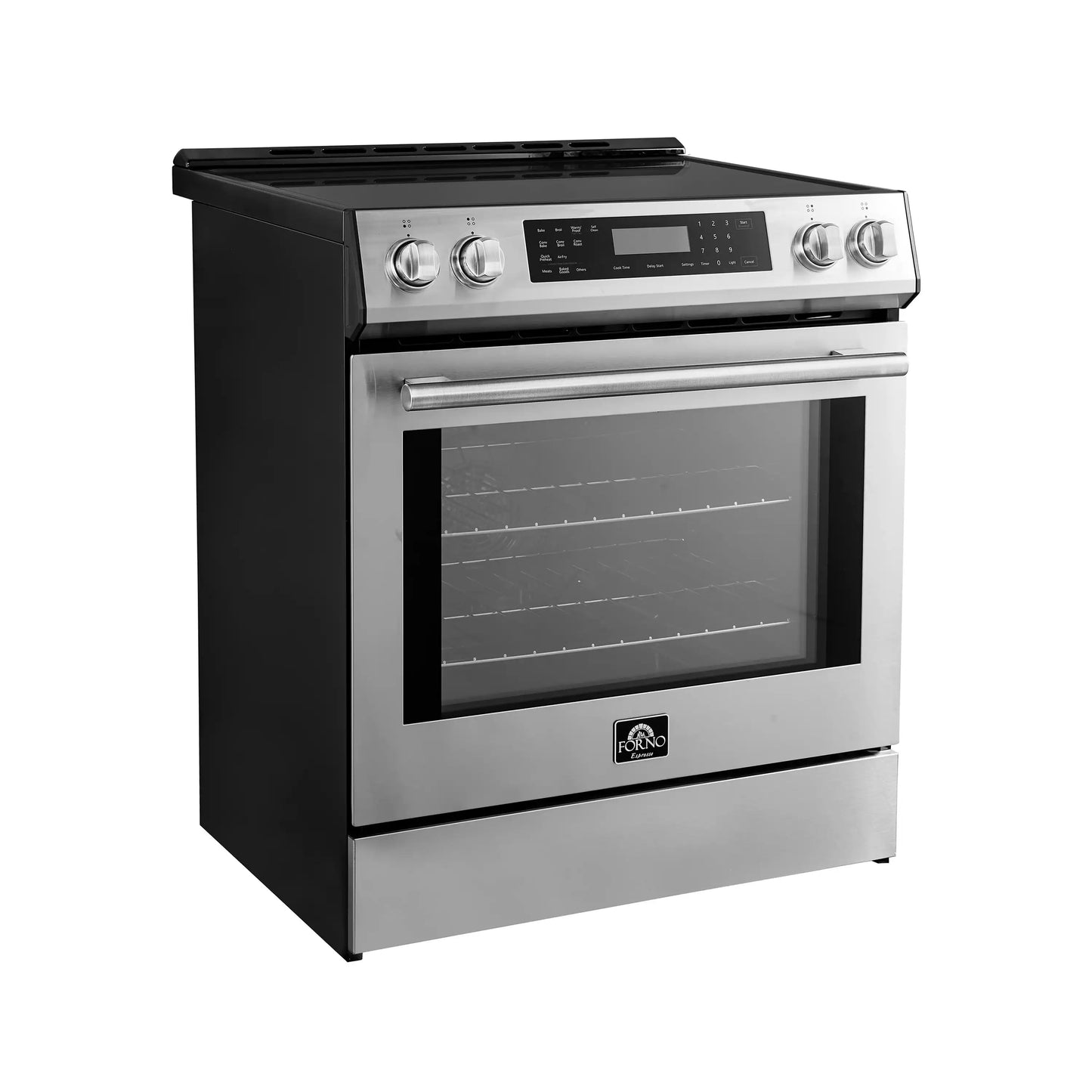 Forno 5-Piece Appliance Package - 30-Inch Inducton Range, Under Cabinet Range Hood, Refrigerator with Water Dispenser, Dishwasher, and 24-Inch Microwave Oven in Stainless Steel - APW5-905-30-MWO24