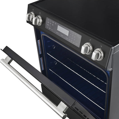 Forno 5-Piece Appliance Package - 30-Inch Induction Range, Under Cabinet Range Hood, French Door Refrigerator, Dishwasher, and 30-Inch Microwave Drawer in Black with Stainless Steel Trim - APR5-905-30BLK-MWD30