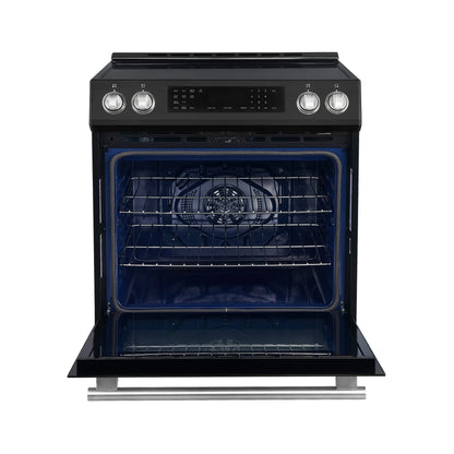 Forno Espresso Donatello 30-Inch Induction Range with Digital Display in Black with Antique Brass Trim  - FFSIN0905-30BLK