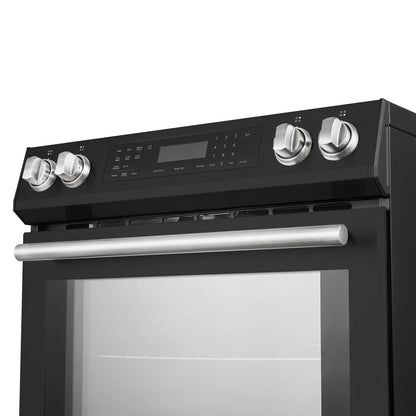 Forno 5-Piece Appliance Package - 30-Inch Inducton Range, Under Cabinet Range Hood, Refrigerator with Water Dispenser, Dishwasher, and  24-Inch Microwave Oven in Black with Stainless Steel Trim - APW5-905-30BLK-MWO24