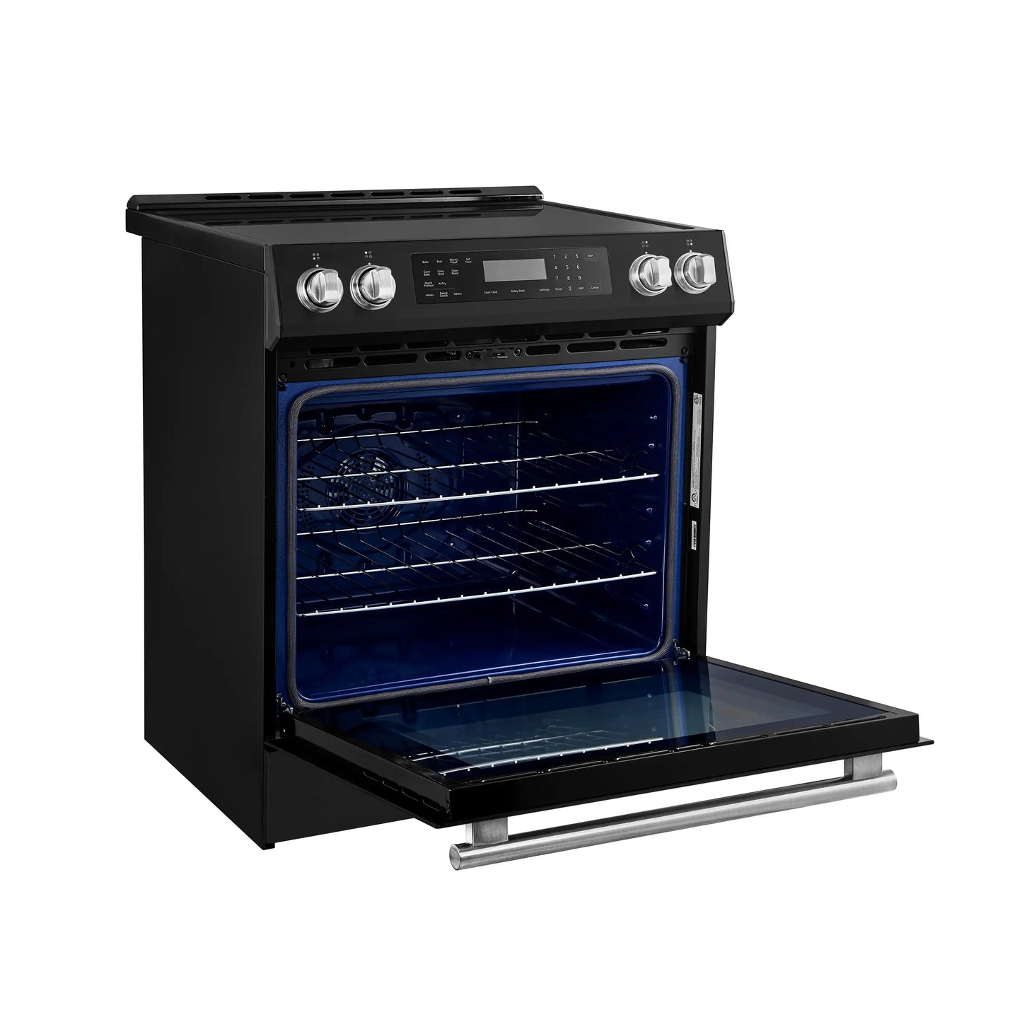 Forno Espresso Donatello 30-Inch Induction Range with Digital Display in Black with Antique Brass Trim  - FFSIN0905-30BLK