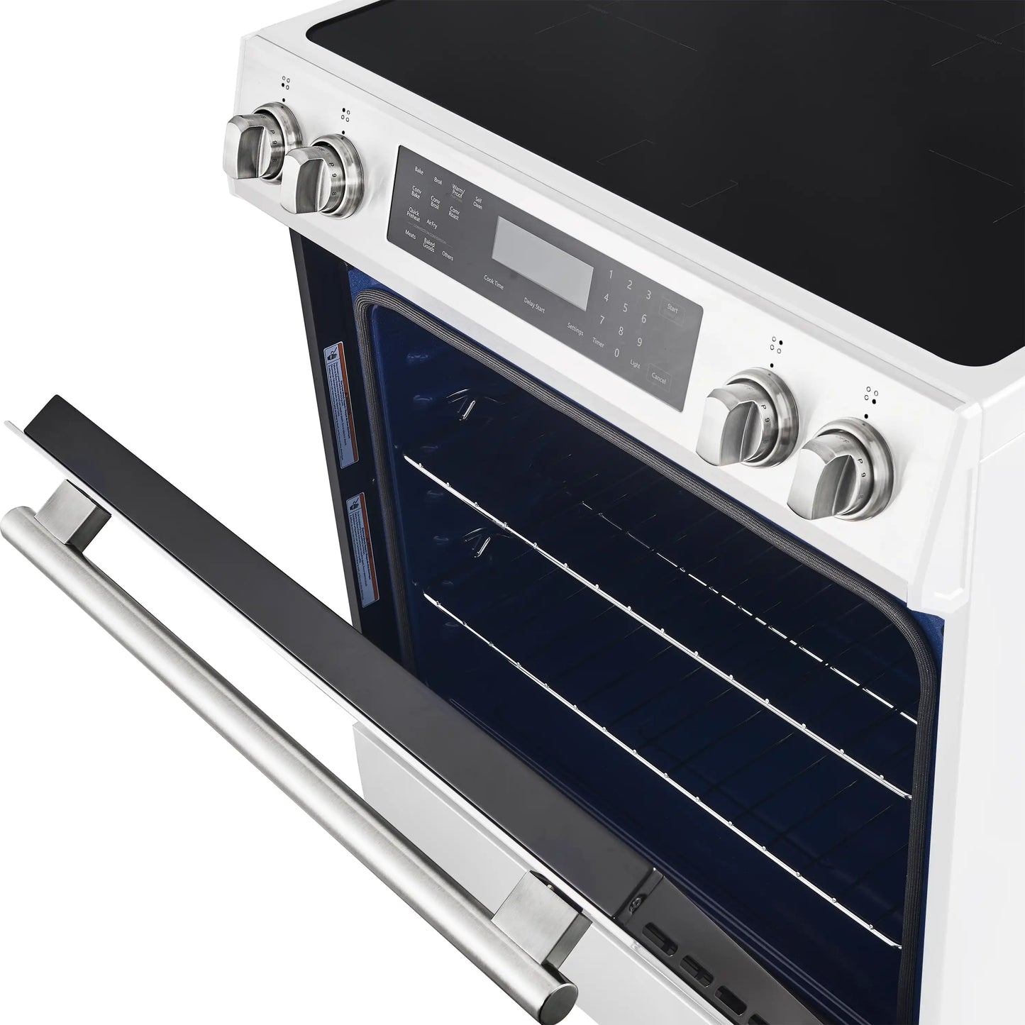 Forno 5-Piece Appliance Package - 30-Inch Induction Range, Under Cabinet Range Hood, Refrigerator with Water Dispenser, Dishwasher, and  30-Inch Microwave Drawer in White with Stainless Steel Trim - APW5-905-30WHT-MWD30
