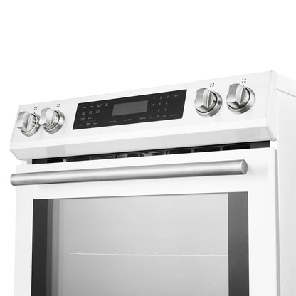 Forno 5-Piece Appliance Package - 30-Inch Induction Range, Under Cabinet Range Hood, Refrigerator, Dishwasher, and  Microwave Drawer in White with Stainless Steel Trim - APR5-905-30WHT