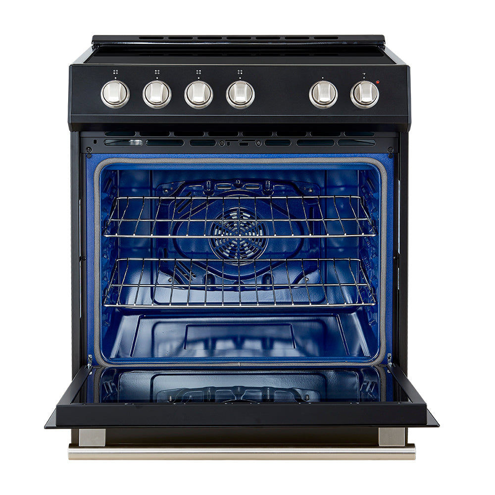 Forno 5-Piece Appliance Package - 30-Inch Induction Range, Under Cabinet Range Hood,  French Door Refrigerator, Dishwasher, and  Microwave Drawer in Black with Stainless Steel Trim - APR5-982-30BLK
