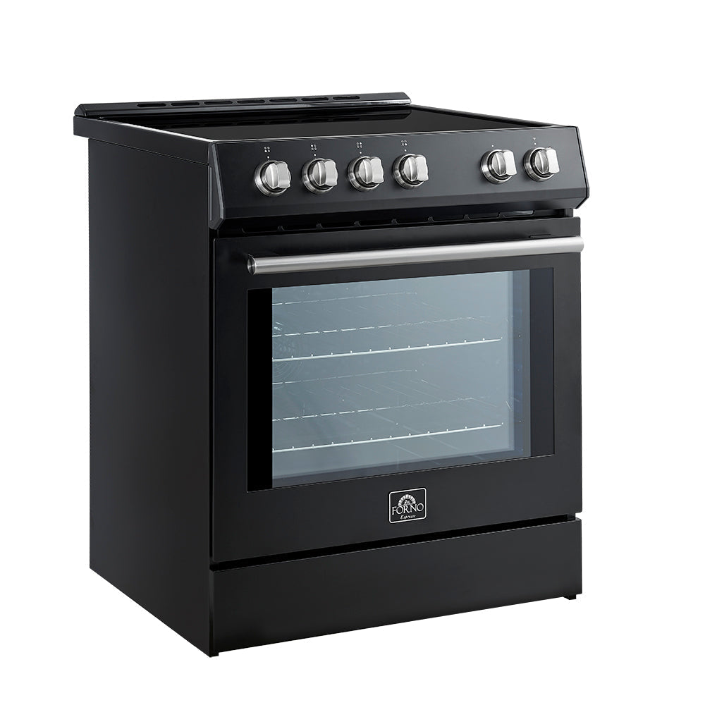 Forno 5-Piece Appliance Package - 30-Inch Induction Range, Under Cabinet Range Hood, French Door Refrigerator, Dishwasher, and 30-Inch Microwave Drawer in Black with Stainless Steel Trim - APR5-982-30BLK-MWD30