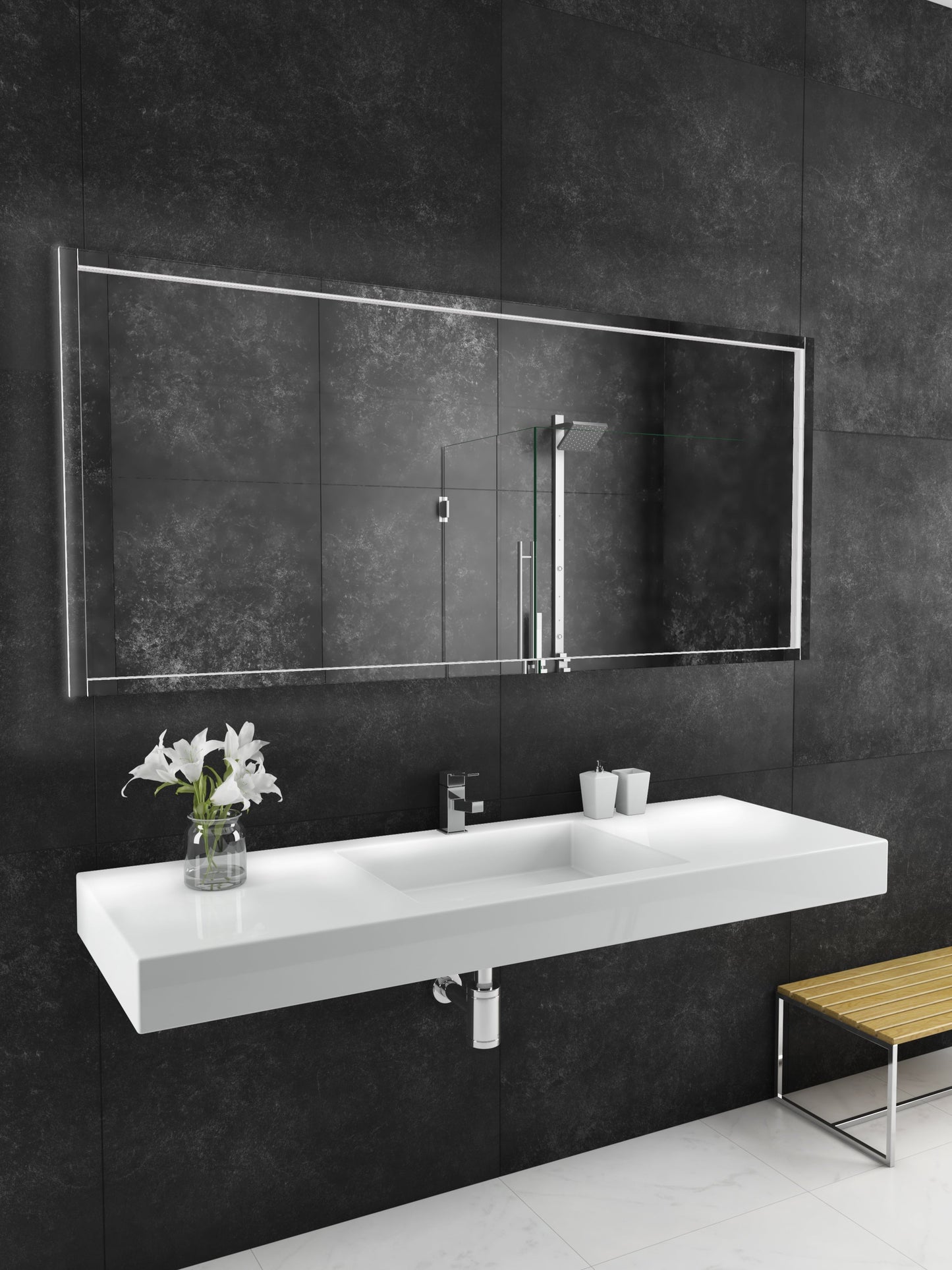 Paris Mirror 70" x 32" Rectangle Flore LED Lighted Mirror 3000K - FLORX70323000