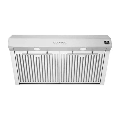 Forno 5-Piece Appliance Package - 30-Inch Inducton Range, Under Cabinet Range Hood, Refrigerator with Water Dispenser, Dishwasher, and 24-Inch Microwave Oven in Stainless Steel - APW5-905-30-MWO24