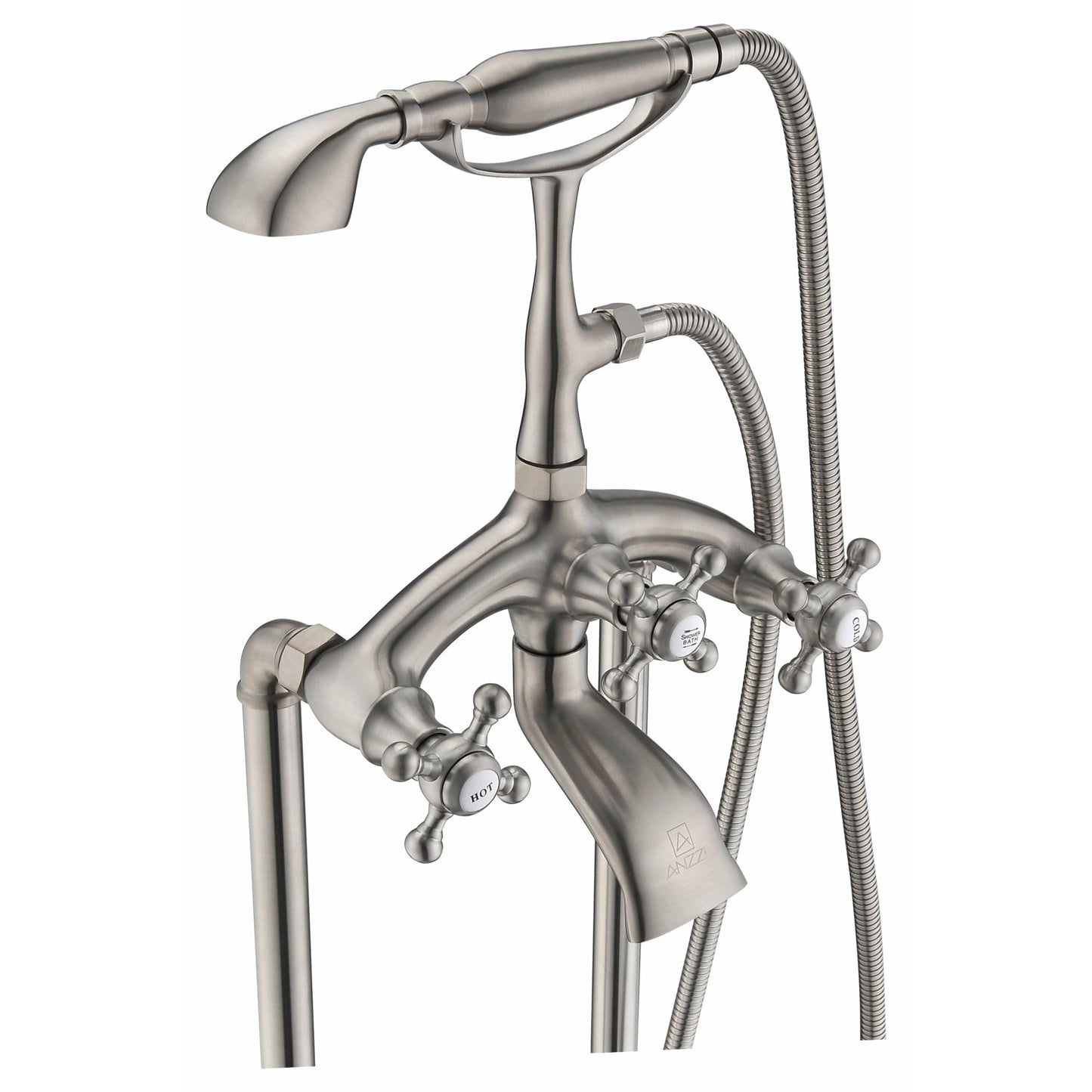 Anzzi Tugela 3-Handle Claw Foot Tub Faucet with Hand Shower FS-AZ0052 - FS-AZ0052BN