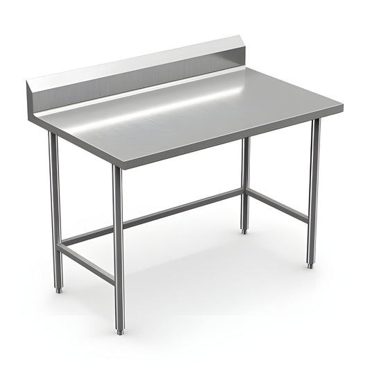 Winholt 30" x 60" All Welded Stainless Steel Knock-Down Table with Backsplash and Undershelf - DTSBB-3060-HKD