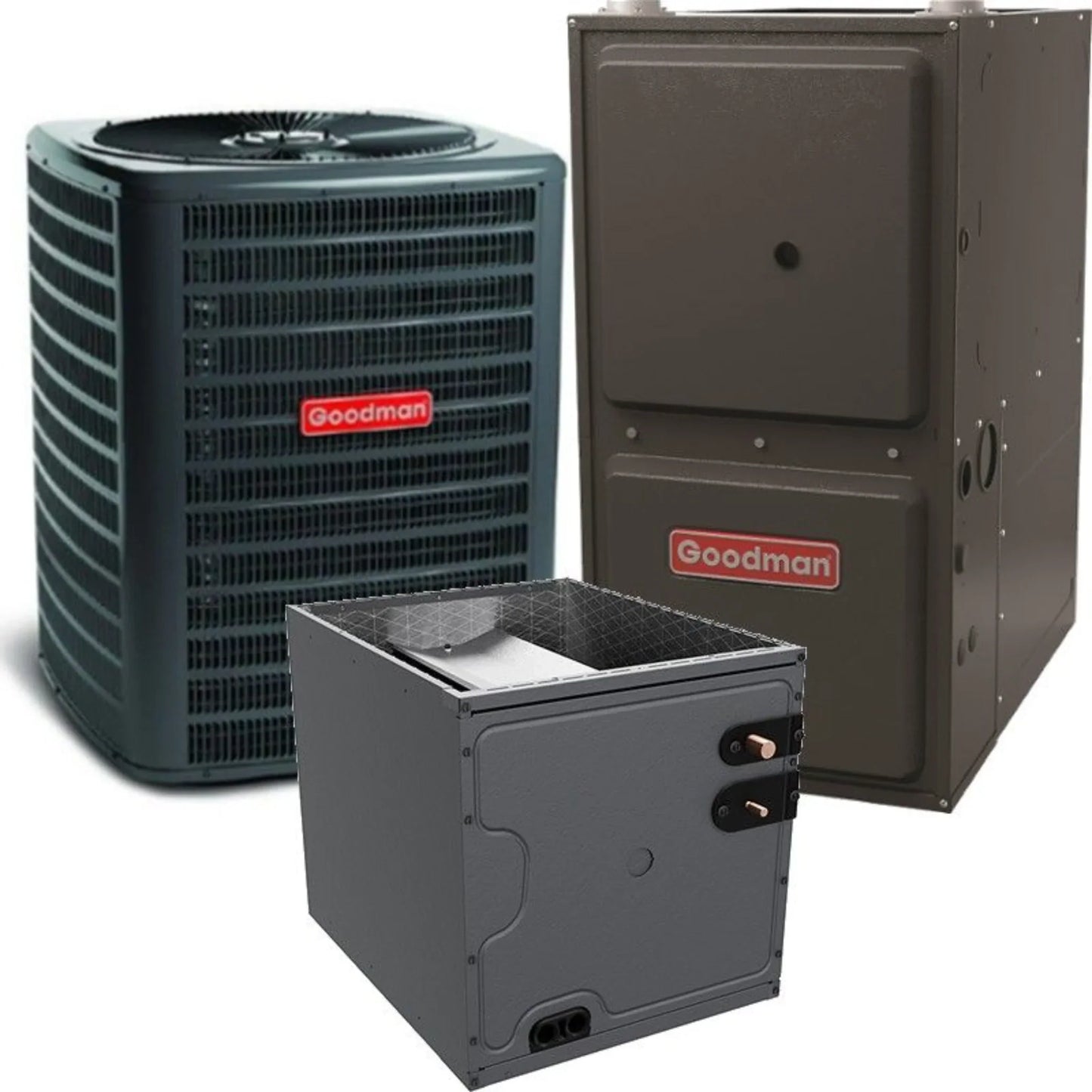 Goodman - 3 Ton/80,000 BTU 80% AFUE Low NOx Gas Furnace and Air Conditioner System - Horizontal - 14.5 SEER2 - R32 - GLXS4BA3610 / CHPTA3630C3 / GD9T800805CX