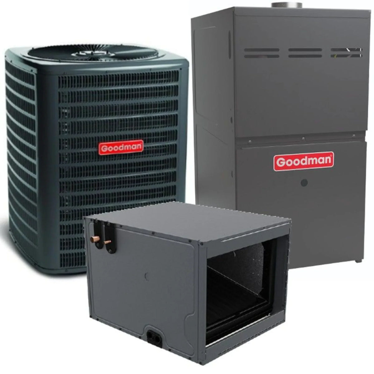 Goodman - 2.5 Ton/80,000 BTU 80% AFUE Gas Furnace and Air Conditioner System - Horizontal - 16 SEER2 - R32 - GLXS5BA3010 / CHPTA3630B3 / GR9S800803BN