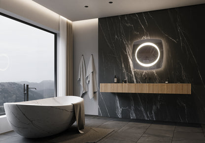 Paris Mirror 28" x 28" Square Halo Illuminated Mirror 6000K - HALOX28286000
