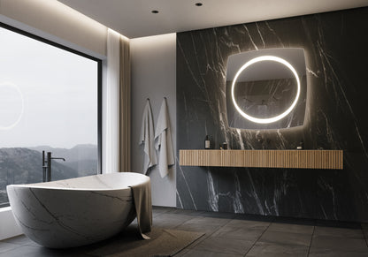 Paris Mirror 40" x 40" Square Halo Illuminated Mirror 3000K - HALOX40403000