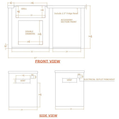 Haven Outdoor 72-Inch Outdoor Kitchen Island with Trash Center Space - HCOY72TRASHAB