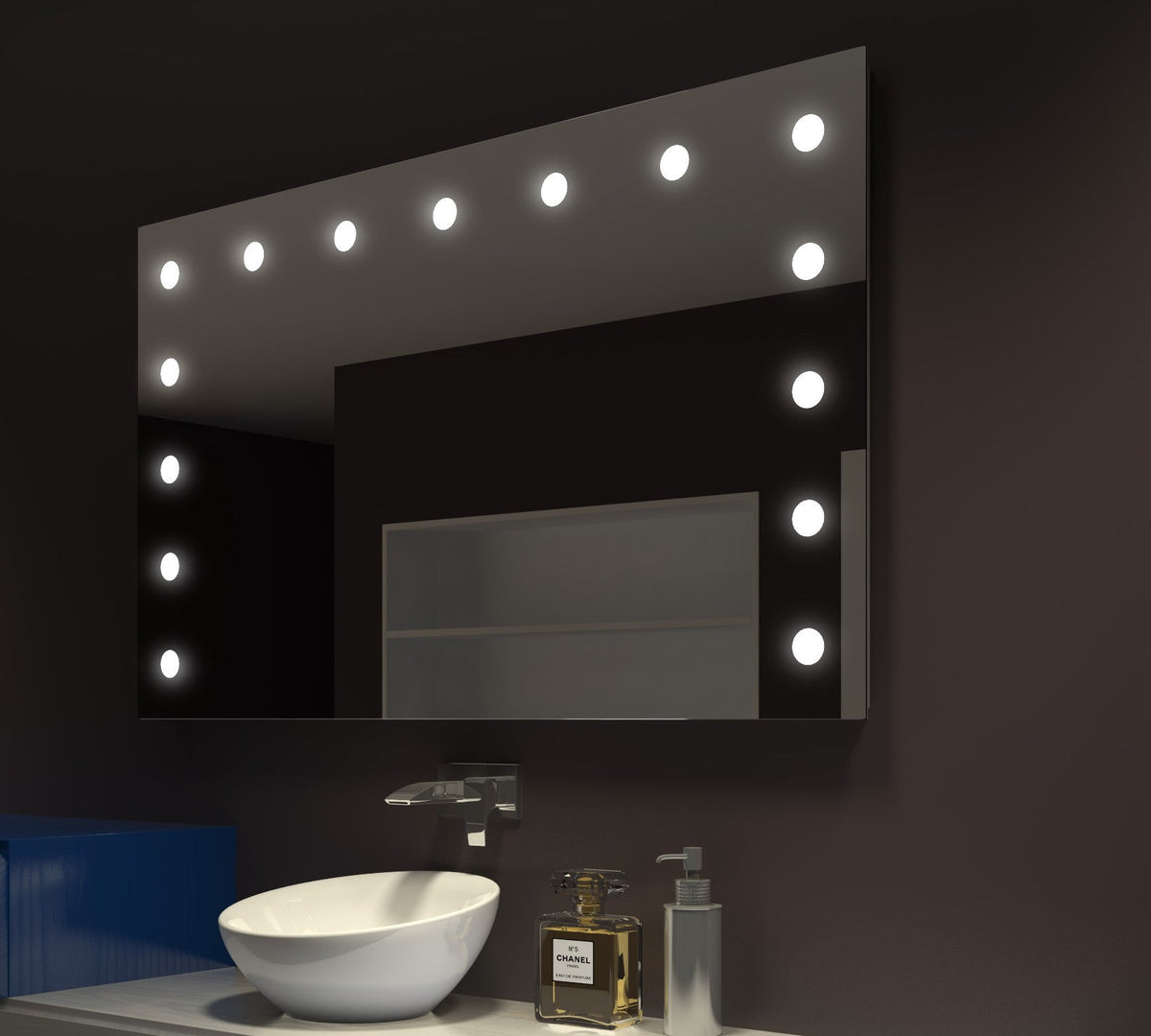 Paris Mirror 60" x 36" Rectangle Hollywood Illuminated Mirror 6000K - HOLLX60366000