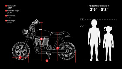 Hyper Gogo Pioneer 12 Plus Electric Kids Motorcycle Bluetooth Speaker 21.9V 160W 10 MPH 7.5 Miles EL-MB05P New - EL-MB05P-BLACK