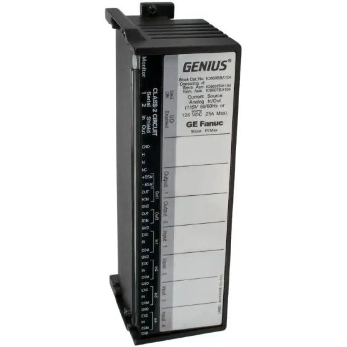 Fanuc Corporation Ge Fanuc Block 115VAC/125VDC Analog Current Source 4 Inputs / 2 Outputs - Fanuc Corporation - IC660BBA104