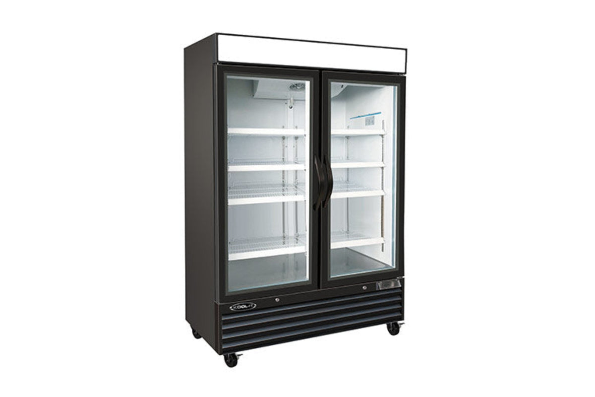 Kool-It KGF-48 | 54" Wide 2 Swing Door Black Merchandiser Freezer- KGF-48