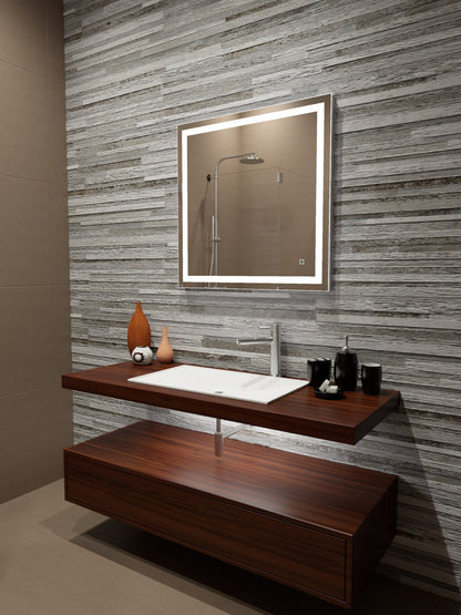 Paris Mirror 32" x 32" Rectangle Liberty Mirror With Touch/ON/OFF Dim Sensor Switch 6000K - LIBEX32326000