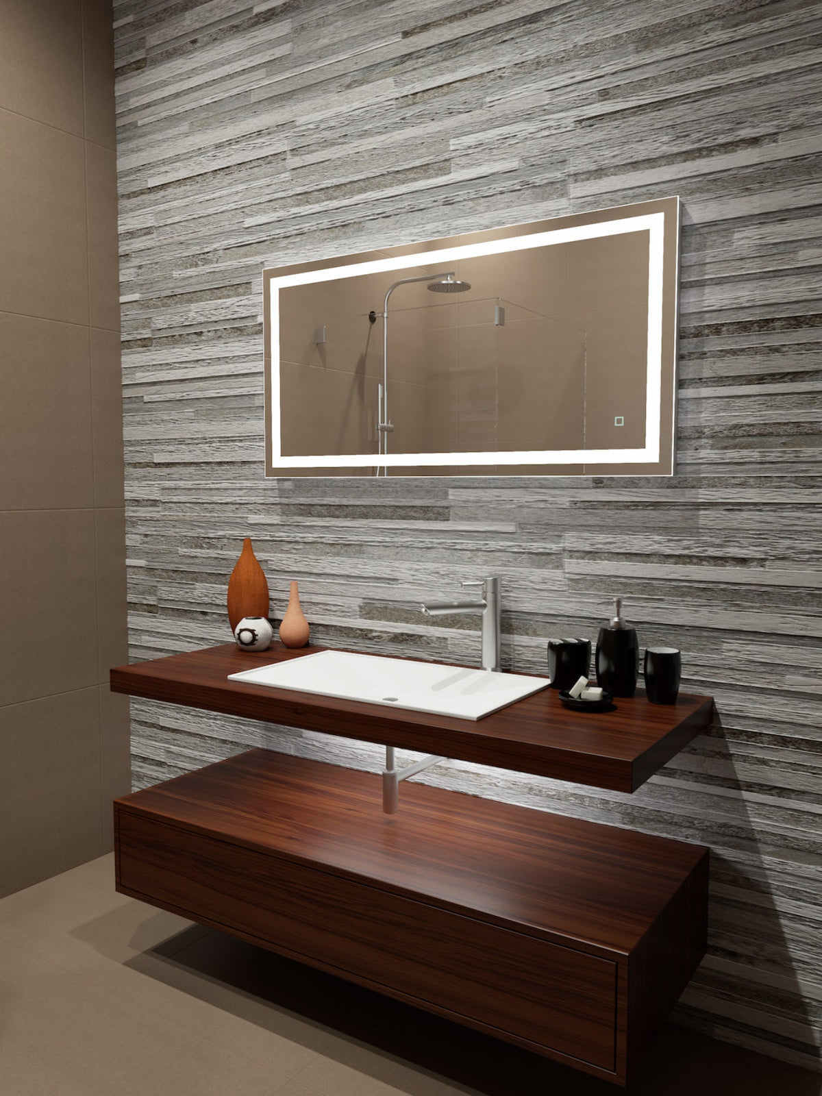 Paris Mirror 48" x 24" Rectangle Liberty Mirror With Touch/ON/OFF Dim Sensor Switch 6000K - LIBEX48246000