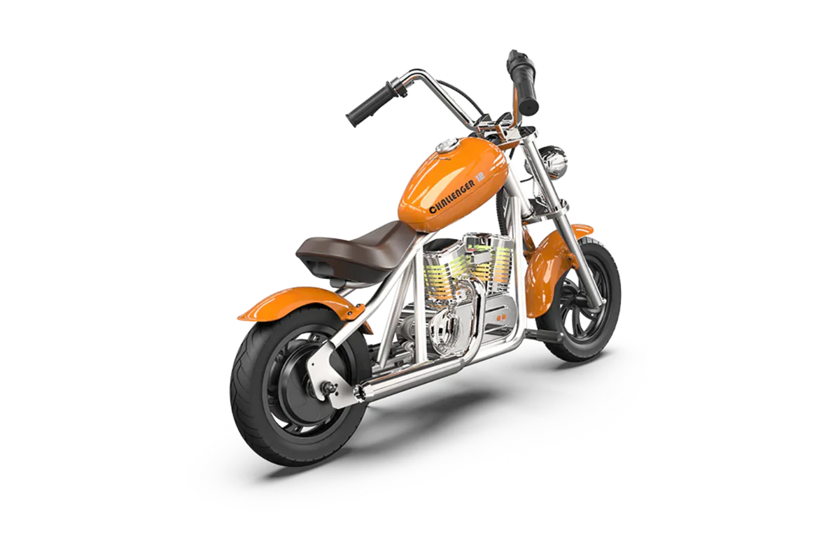 Hyper Gogo Challenger 12 Plus Electric Kids Motorcycle App Control and Bluetooth Speaker 21.9V 160W 10 MPH 7.5 Miles - EL-MB07C-ORANGE