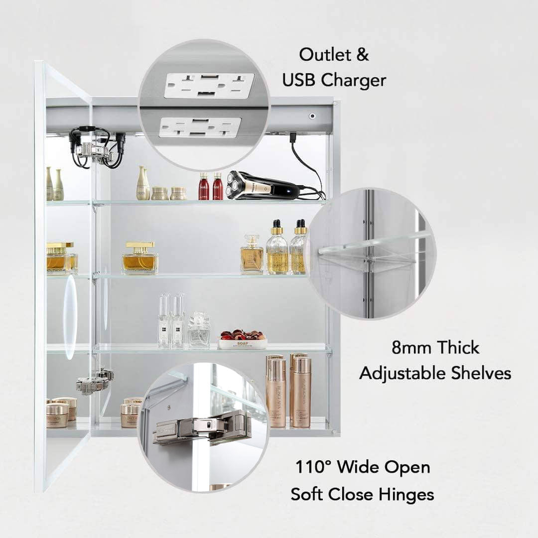 Blossom Sirius – 24 Inches LED Medicine Cabinet with Clock - MCL3 2432L
