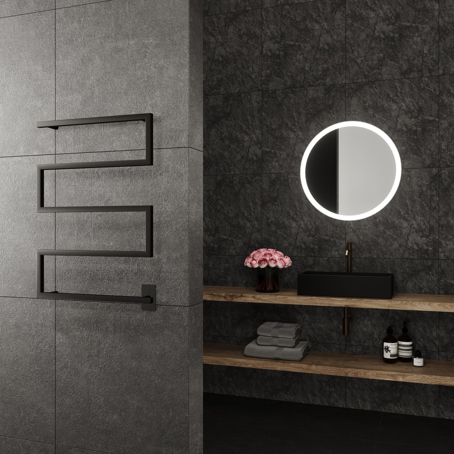 Paris Mirror Metis Wall Mounted Electric Towel Warmer in Black - METIBLK05