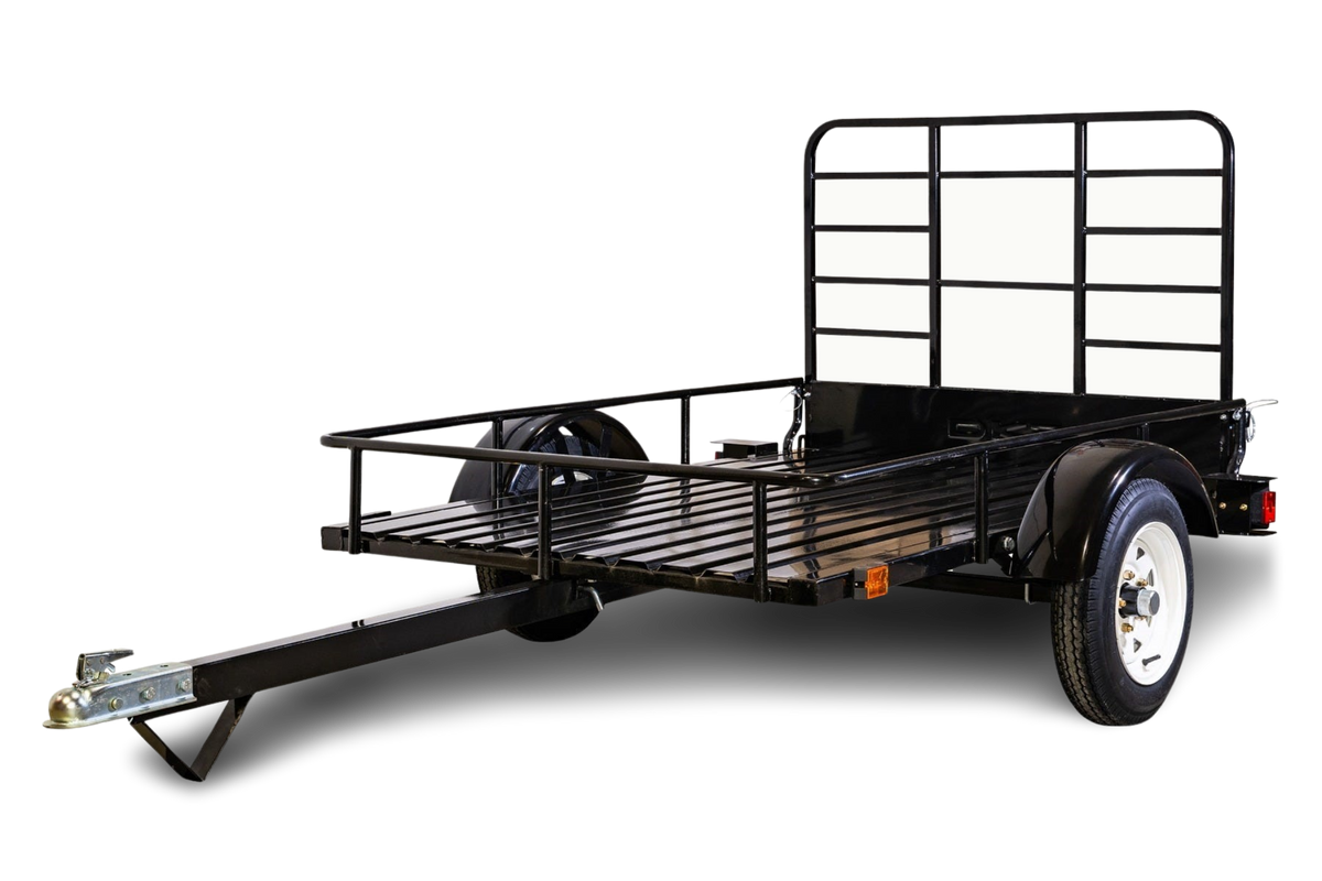 DK2 MMT4X6O Single Axle Open Rail Utility Trailer 4 ft. x 6 ft. 1295 lbs. Capacity Powder Coated Black New - MMT4X6O