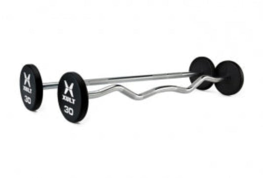 Johnson Health Tech XULT Urethane EZ-Curl Barbells - XULT Urethane EZ-Curl Barbell, Black, 70 lb. - XT-070URE-BBEZ