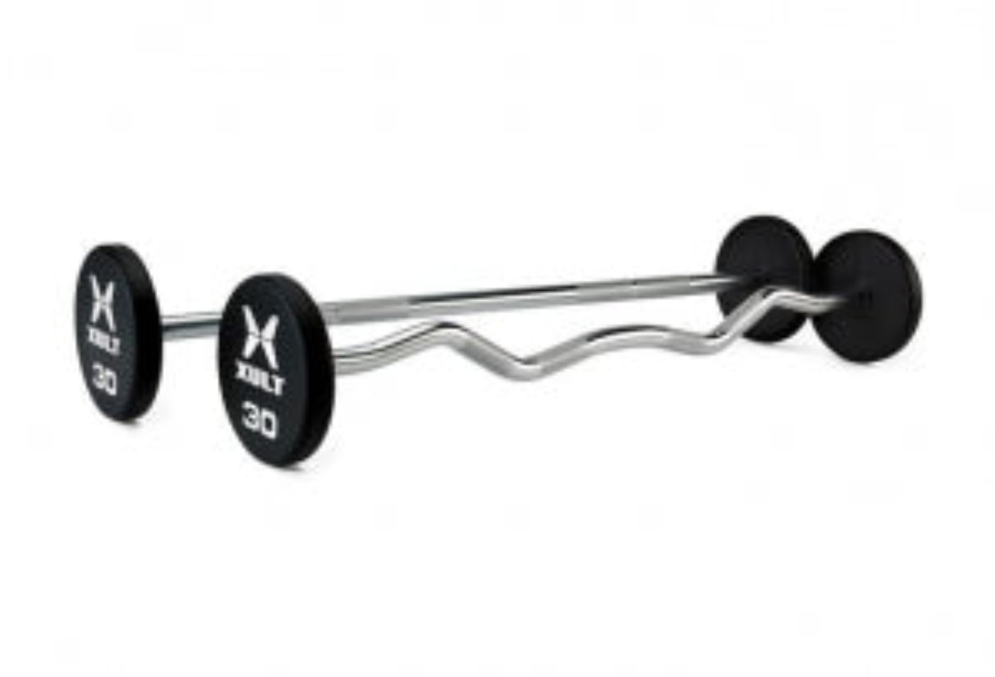 Johnson Health Tech XULT Urethane EZ-Curl Barbells - XULT Urethane EZ-Curl Barbell, Black, 70 lb. - XT-070URE-BBEZ