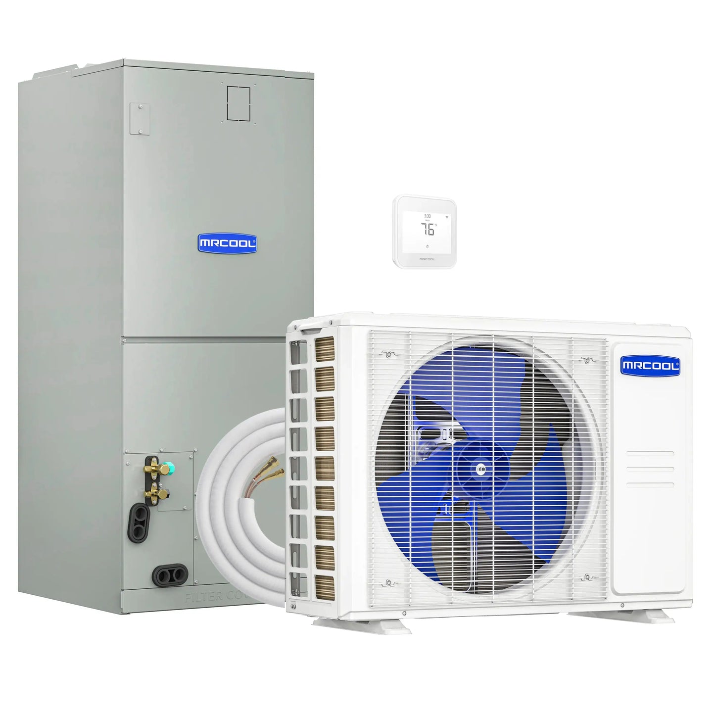 MRCOOL VersaPro 2nd Gen Central Split System with 48K BTU, 4 Ton, 16 SEER2, Heat Pump Condenser and Ducted Air Handler with 15 Ft. R-454B No-Vac Lineset  - MVP-48-HP-230A15