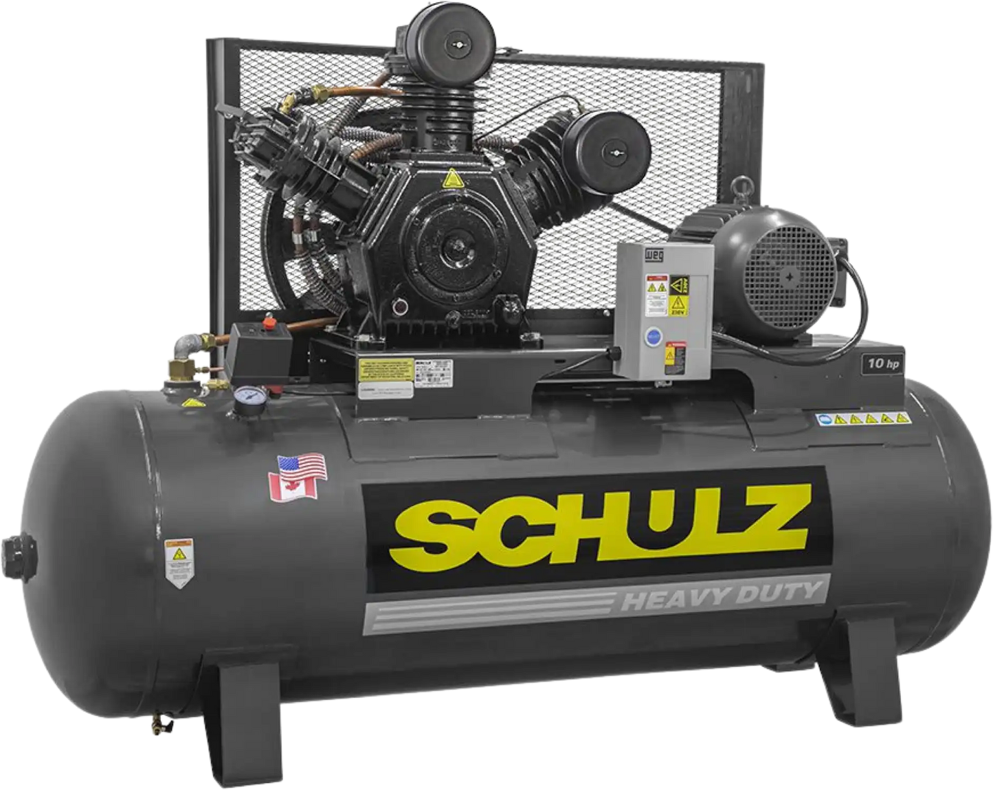 Schulz Premium Series Air Compressor 10 HP 120 gal. 2-Stage 208-230V 3-Phase Horizontal - 932.9344-P