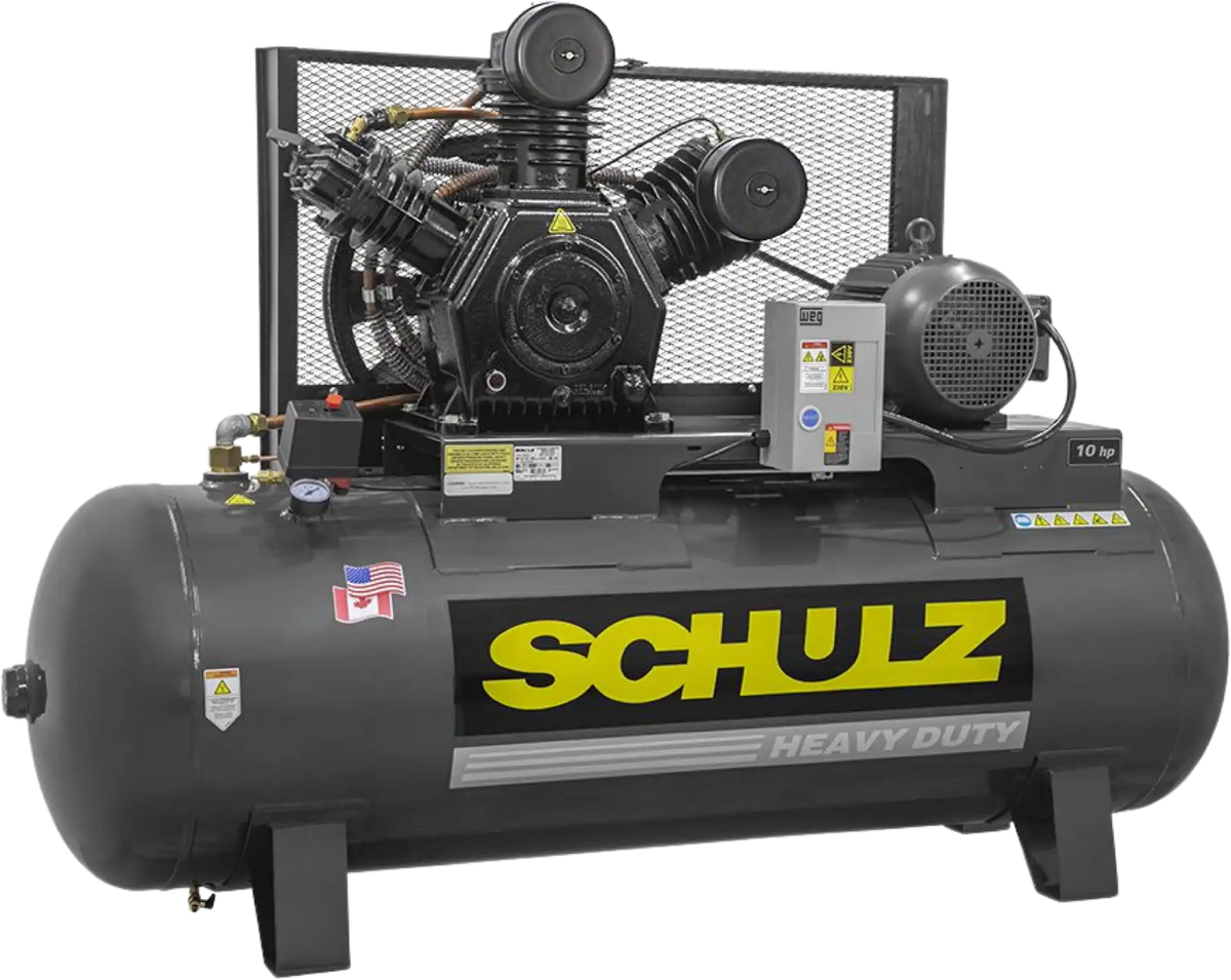 Schulz V-Series Air Compressor 10 HP 120 gal. 2-Stage 460V 3-Phase Horizontal  - 932.9344-0