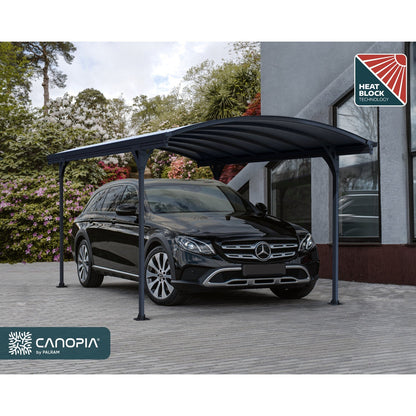 Palram - Canopia | 10x16 ft Vitoria 5000 Polycarbonate Carport  - Gray/Gray - HG9130