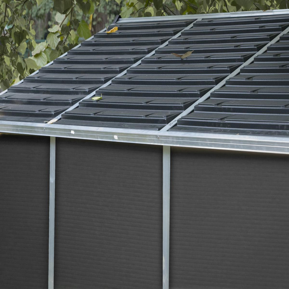 Palram - Canopia | Rubicon 8ft Ultra Durable Outdoor Storage Shed for Garden Dark Grey Series - HG9730GY