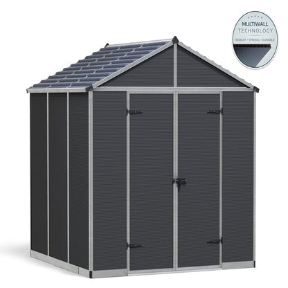 Palram - Canopia | Rubicon 8ft Ultra Durable Outdoor Storage Shed for Garden Dark Grey Series - HG9730GY