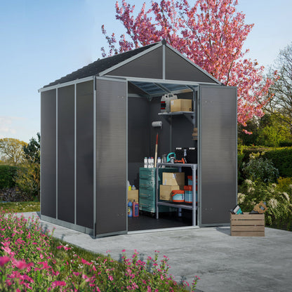 Palram - Canopia | Rubicon 8ft Ultra Durable Outdoor Storage Shed for Garden Dark Grey Series - HG9730GY