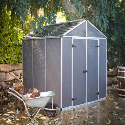 Palram - Canopia | Rubicon 8ft Ultra Durable Outdoor Storage Shed for Garden Dark Grey Series - HG9730GY
