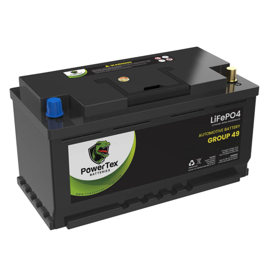 PowerTex 2022 Chevrolet Tahoe L6 3.0LReplacement Car Battery BCI Group 49 Lithium LiFePO4 Automotive Powertex Battery - PTLG49-0133