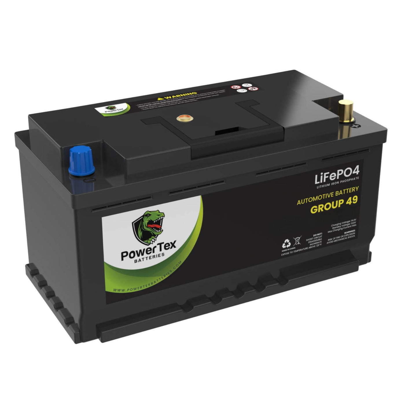 PowerTex 2022 Chevrolet Tahoe L6 3.0LReplacement Car Battery BCI Group 49 Lithium LiFePO4 Automotive Powertex Battery - PTLG49-0133
