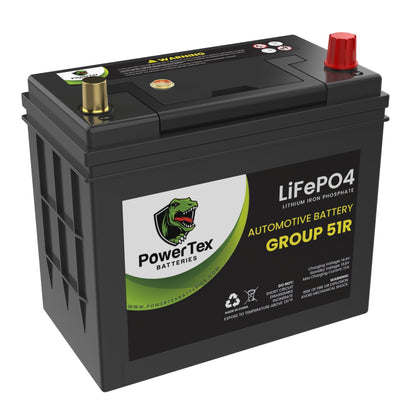 PowerTex 2005 Acura TSX Car Battery BCI Group 51R Lithium LiFePO4 Replacement Automotive Battery - PTLG51R-27