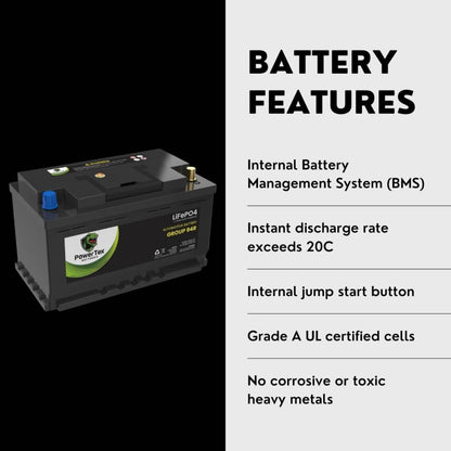 PowerTex 2005 Porsche Cayenne Car Battery BCI Group 94R / H7 Lithium LiFePO4 Automotive Battery - PTLG94R-1179