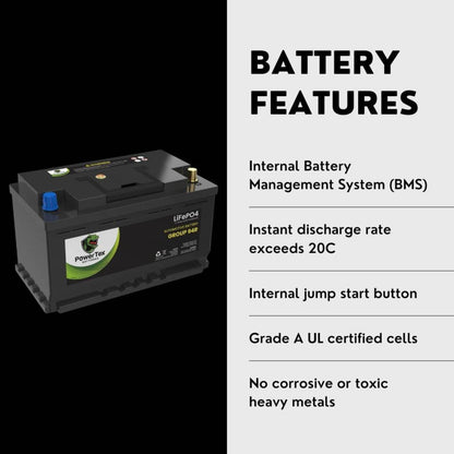PowerTex 2022 Mercedes-Benz S580 V8 4.0LReplacement Car Battery BCI Group 49 Lithium LiFePO4 Automotive Powertex Battery
