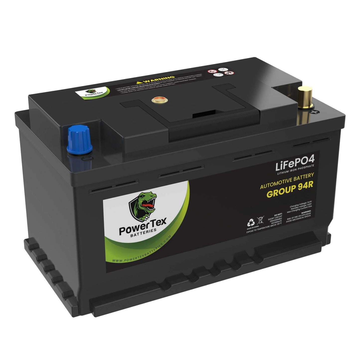 PowerTex 2018 Mercedes-Benz C63 AMG S Car Battery BCI Group 94R / H7 Lithium LiFePO4 Automotive Battery - PTLG94R-1044