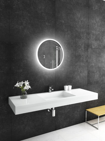 Paris Mirror 24" x 24" Round Reflection Edge Lit Round Mirror With Touch/ON/OFF Dim Sensor Switch 6000K - REFLR24246000